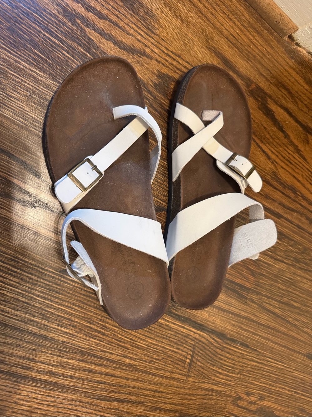 White Mountain White Strappy Buckle Sandals